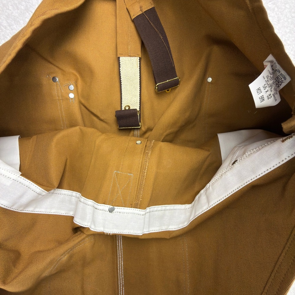 Carhartt Duck Bib Canvas Overalls Mens 56x32 R01 BRN Brown Workwear NWT NOS - Picture 11 of 13